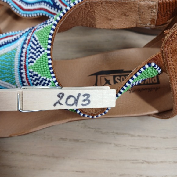 Pikolinos Sandals Women 9 Boho Beaded Leather Strappy Wedge Festival Bohemian - Picture 10 of 10